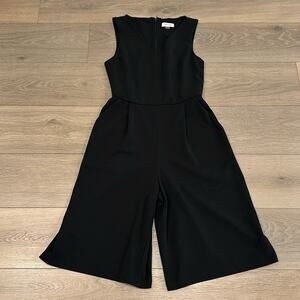 CALVIN KLEIN Black Sleeveless Wide Leg Business Casual V Neck Romper Shorts Sz 8